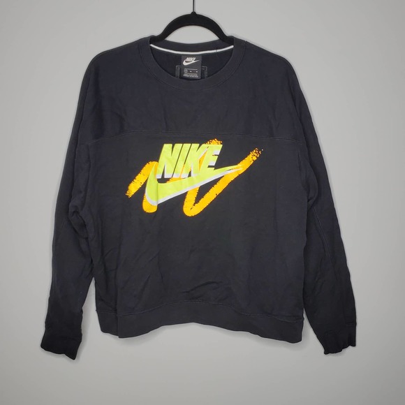 NIKE NSW Archive Black Crewneck Long Sleeve Sweatshirt Sz M - Picture 2 of 7